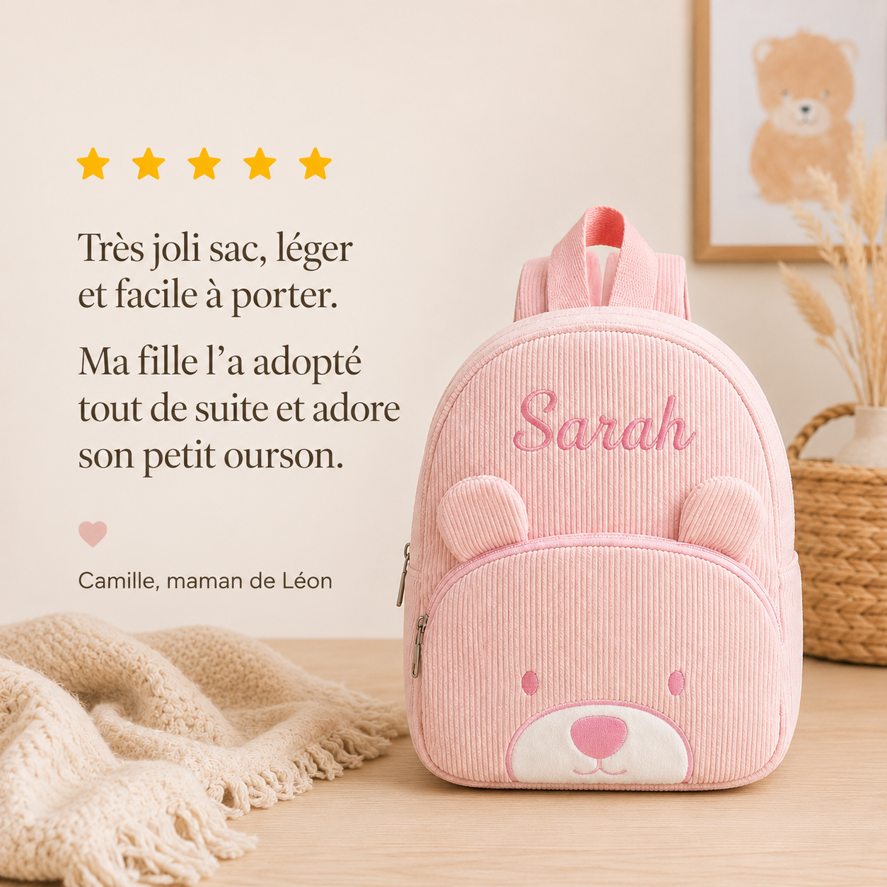Le Compagnon Ours Rose