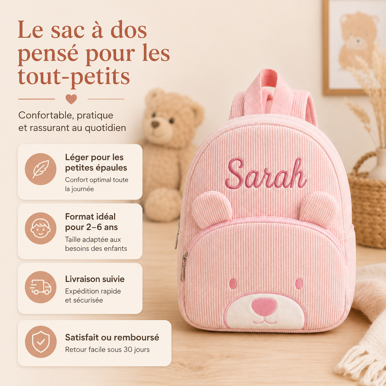 Le Compagnon Ours Rose